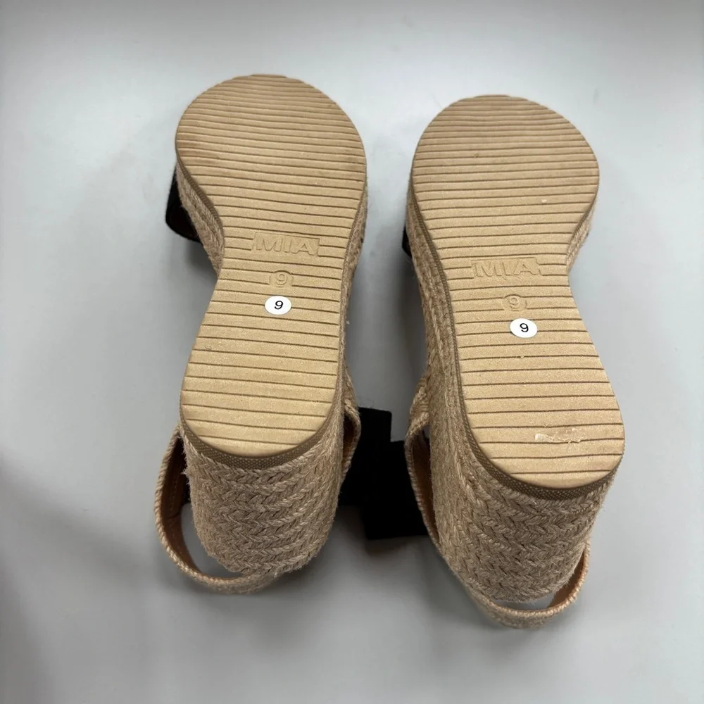 MIA Brittni Wedge Espadrille Sandals Black Wedges Sandals Wedding Event‎ Comfort